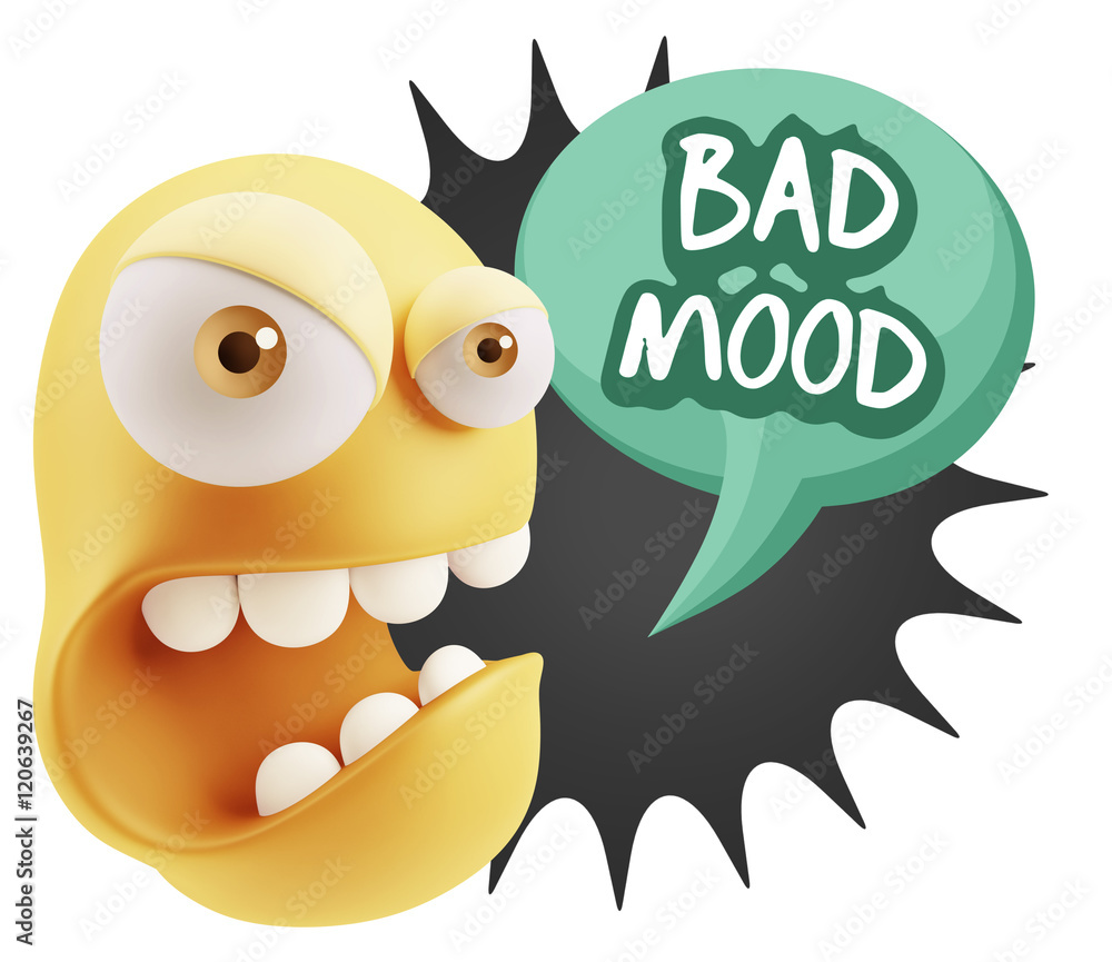 3d Rendering Angry Character Emoji saying Bad Mood with Colorful 3d Rendering Angry Character Emoji saying Bad Mood with Colorful