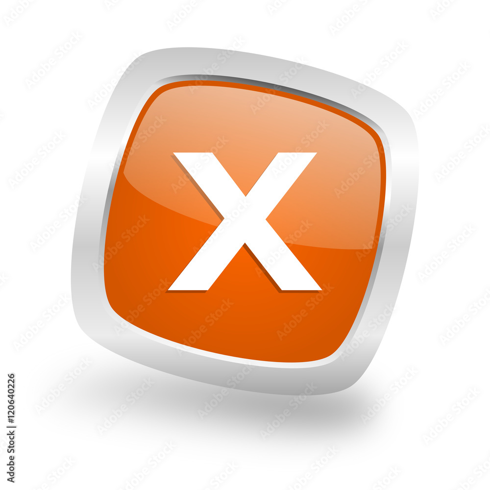 cancel square orange glossy chrome silver metallic web icon cancel square orange glossy chrome silver metallic web icon