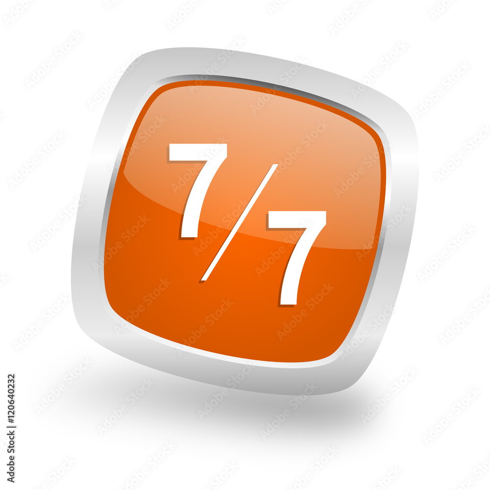 7 per 7 square orange glossy chrome silver metallic web icon 7 per 7 square orange glossy chrome silver metallic web icon