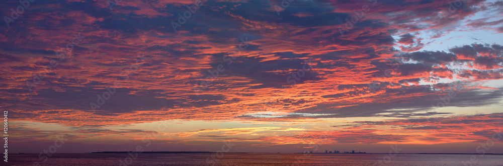 Panorama of Pensacola Bay Sunrise