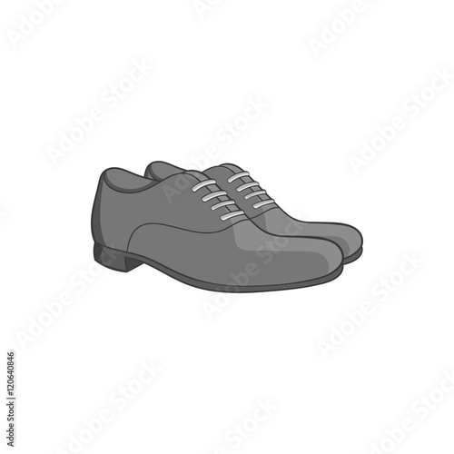 Mens classic shoes icon in black monochrome style isolated on white background. Footwear symbol vector illustration