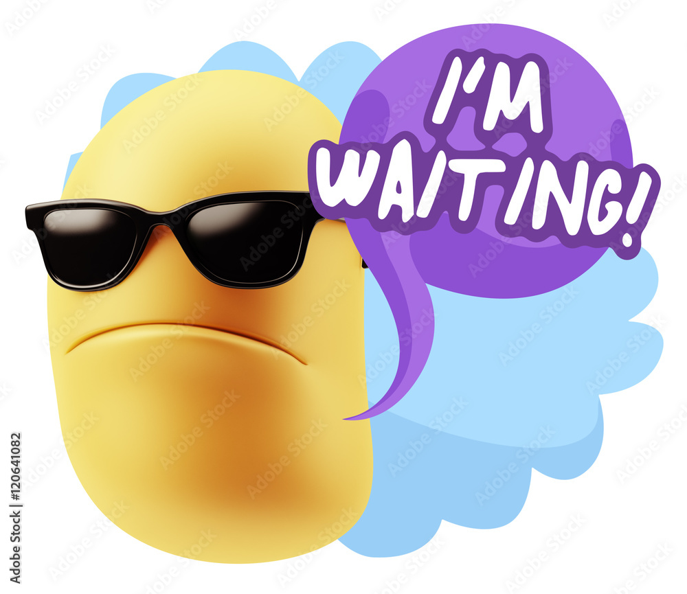 3d Rendering Angry Character Emoji saying I'm Waiting with Color 3d Rendering Angry Character Emoji saying I'm Waiting with Color