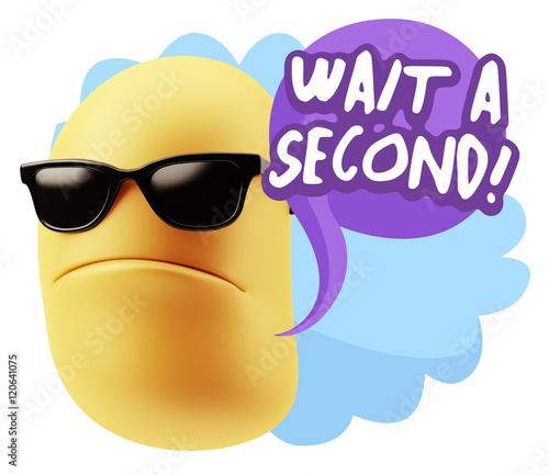 3d Rendering Angry Character Emoji saying Wait a Second with Col