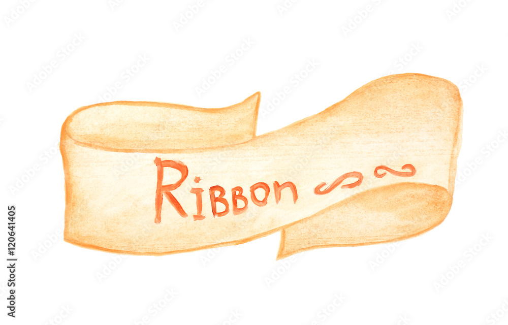 Hand painted ribbon, isolated on white Hand painted ribbon, isolated on white