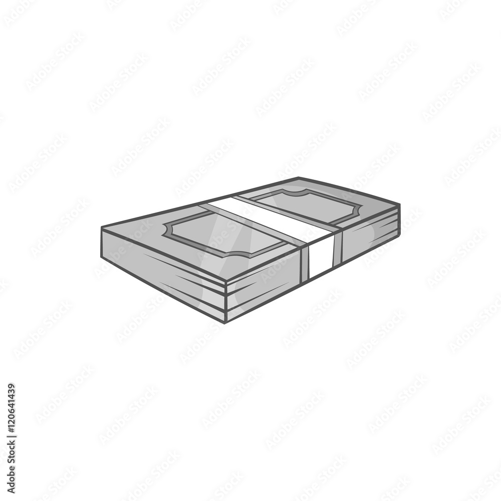 Bundle of money icon in black monochrome style isolated on white background. Finance symbol vector illustration Bundle of money icon in black monochrome style isolated on white background. Finance symbol vector illustration
