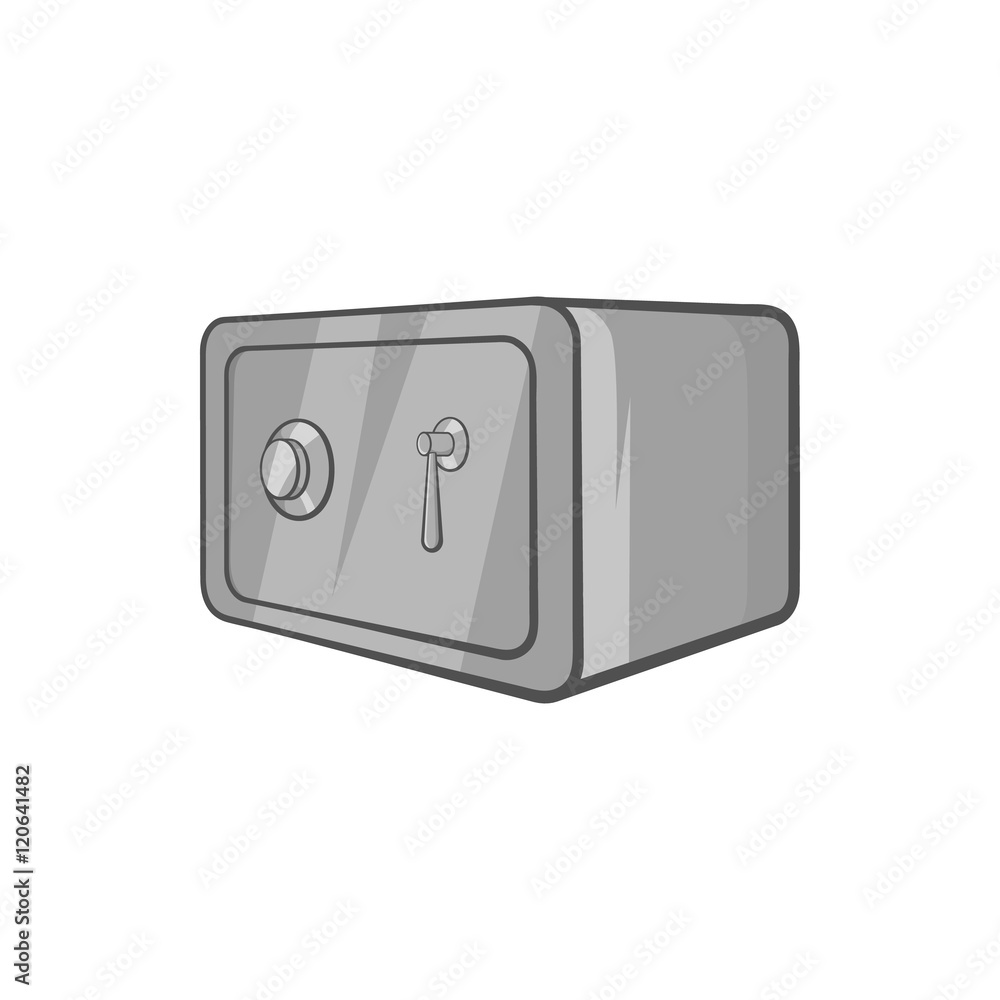 Safety deposit box icon in black monochrome style isolated on white background. Security symbol vector illustration Safety deposit box icon in black monochrome style isolated on white background. Security symbol vector illustration