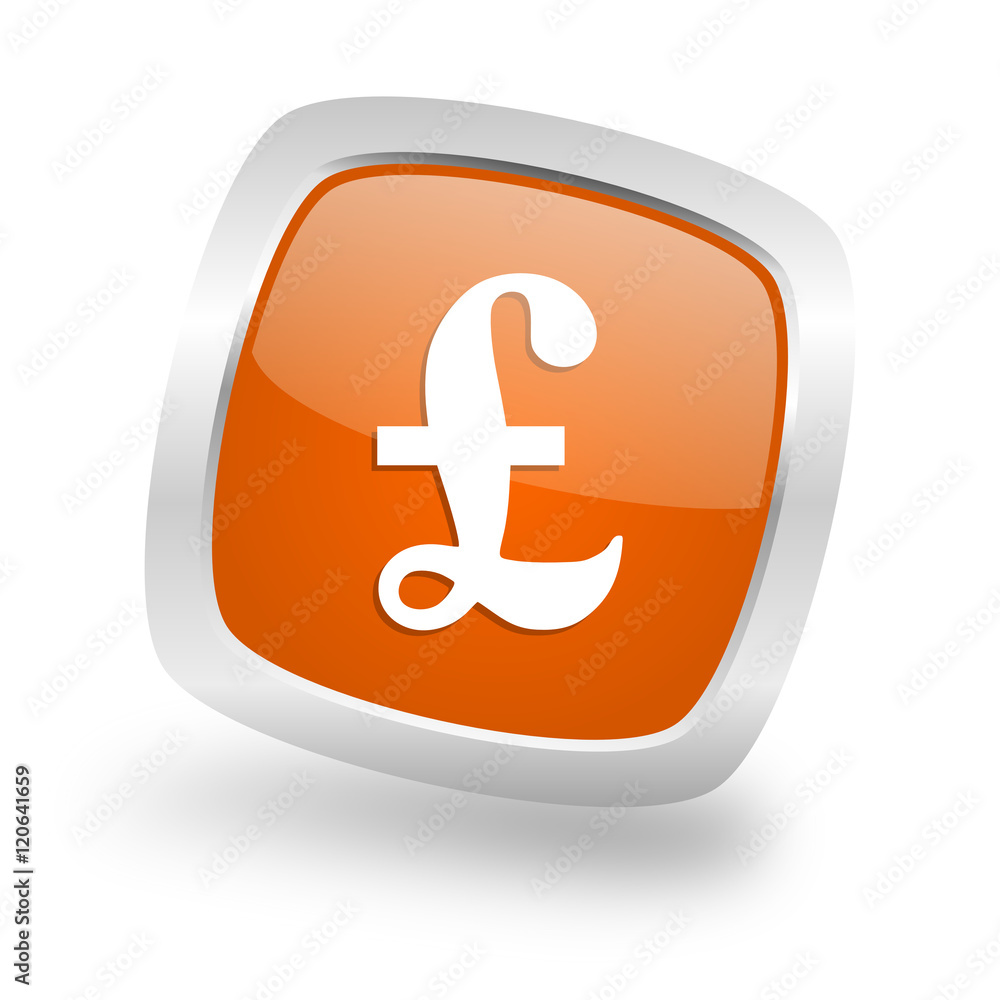 pound square orange glossy chrome silver metallic web icon pound square orange glossy chrome silver metallic web icon