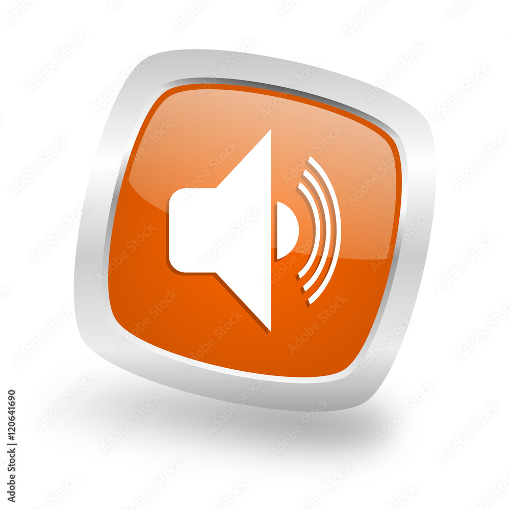 volume square orange glossy chrome silver metallic web icon volume square orange glossy chrome silver metallic web icon