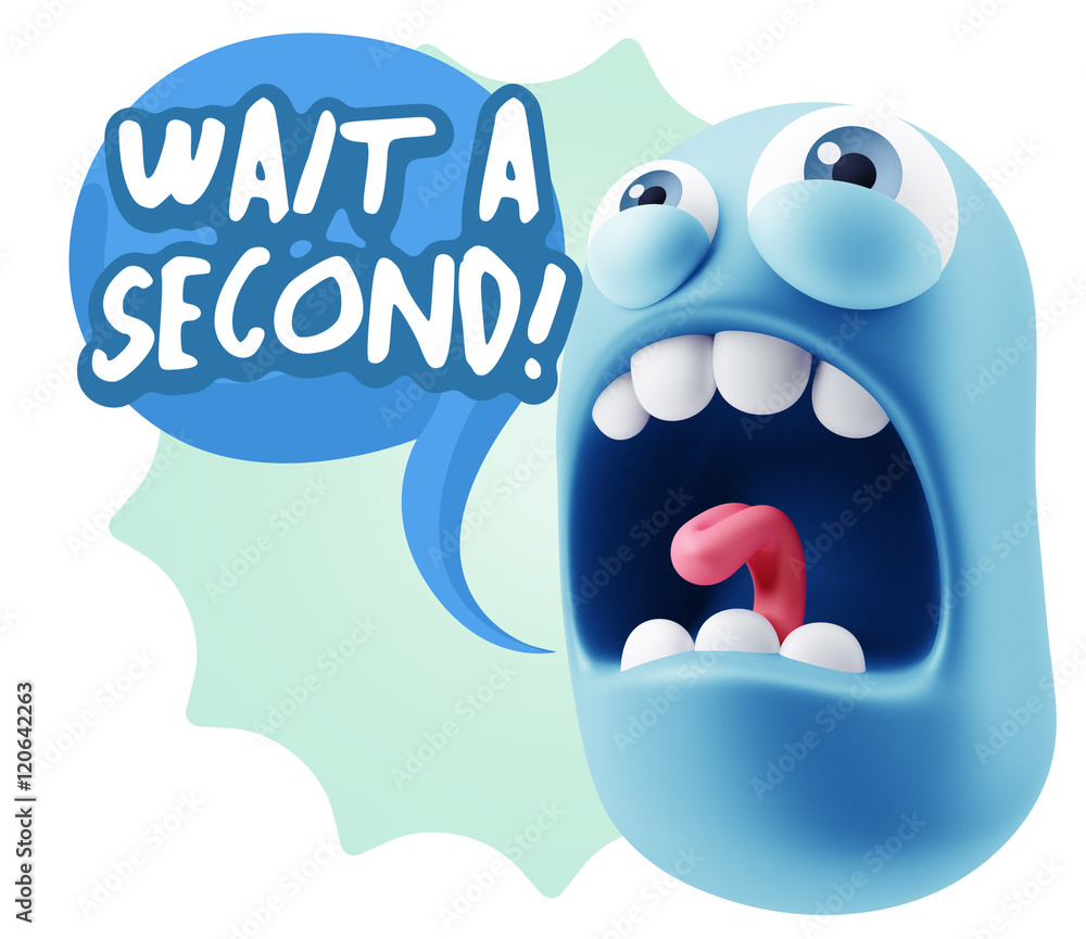 3d Rendering Angry Character Emoji saying Wait a Second with Col 3d Rendering Angry Character Emoji saying Wait a Second with Col