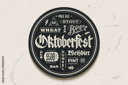 Coaster beer with lettering for Oktoberfest Festival