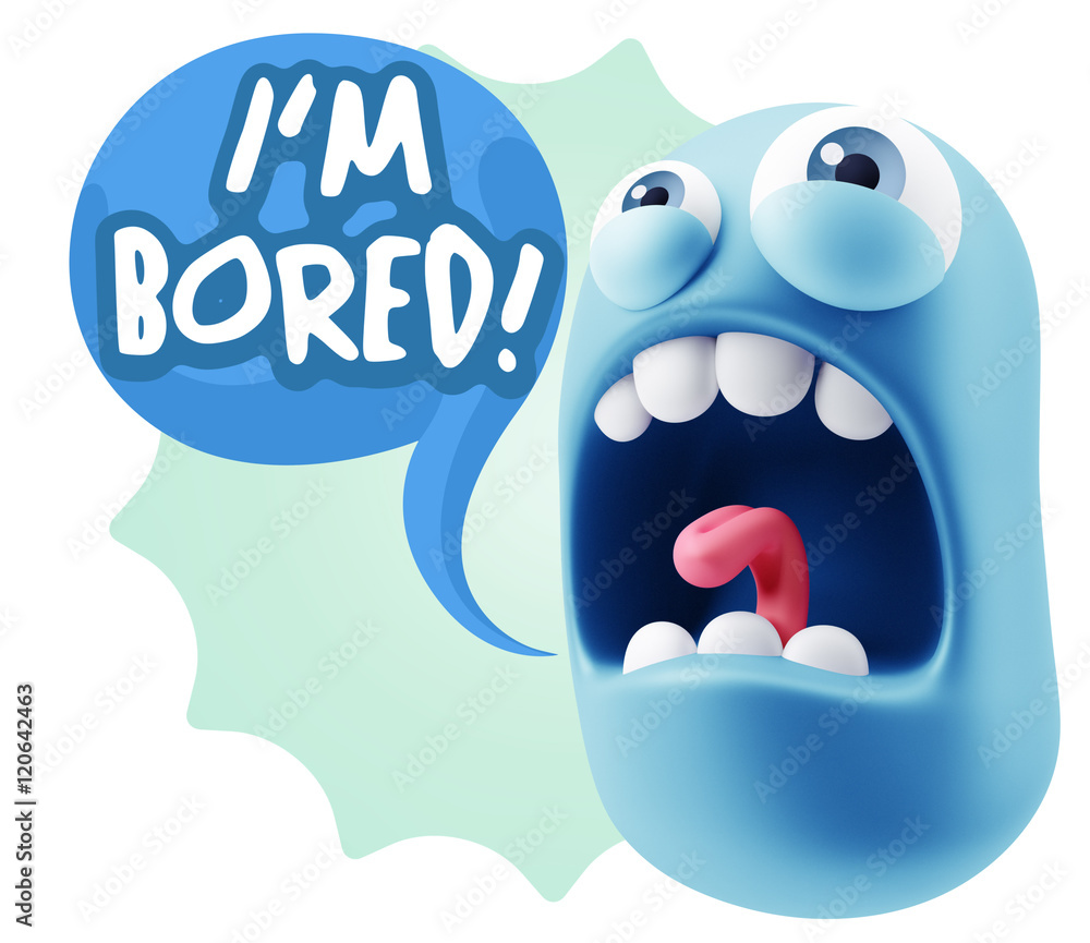 Obraz premium 3d Rendering Angry Character Emoji saying I'm Bored with Colorfu