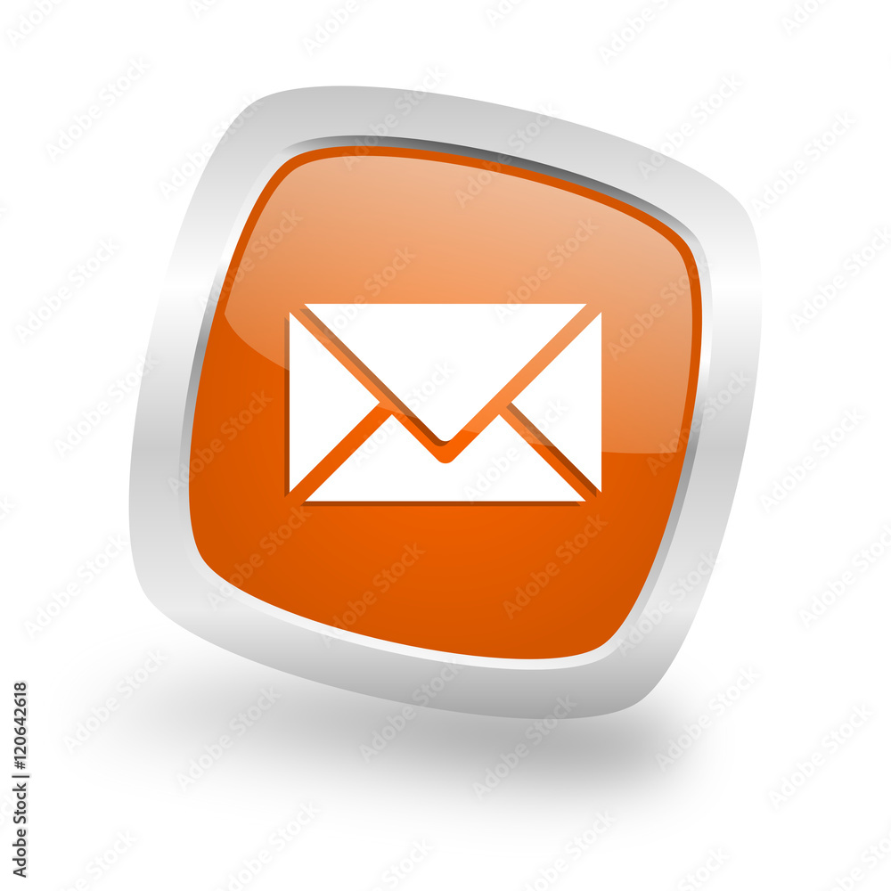 email square orange glossy chrome silver metallic web icon email square orange glossy chrome silver metallic web icon