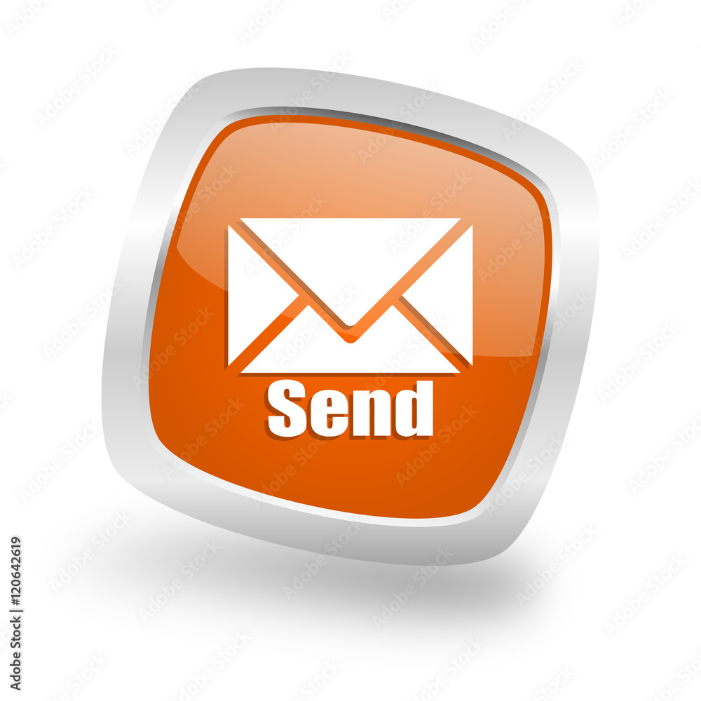 send square orange glossy chrome silver metallic web icon send square orange glossy chrome silver metallic web icon