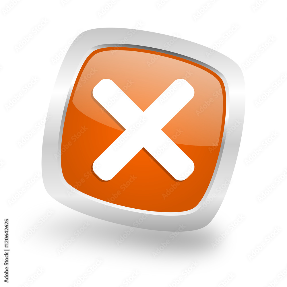 Obraz premium cancel square orange glossy chrome silver metallic web icon
