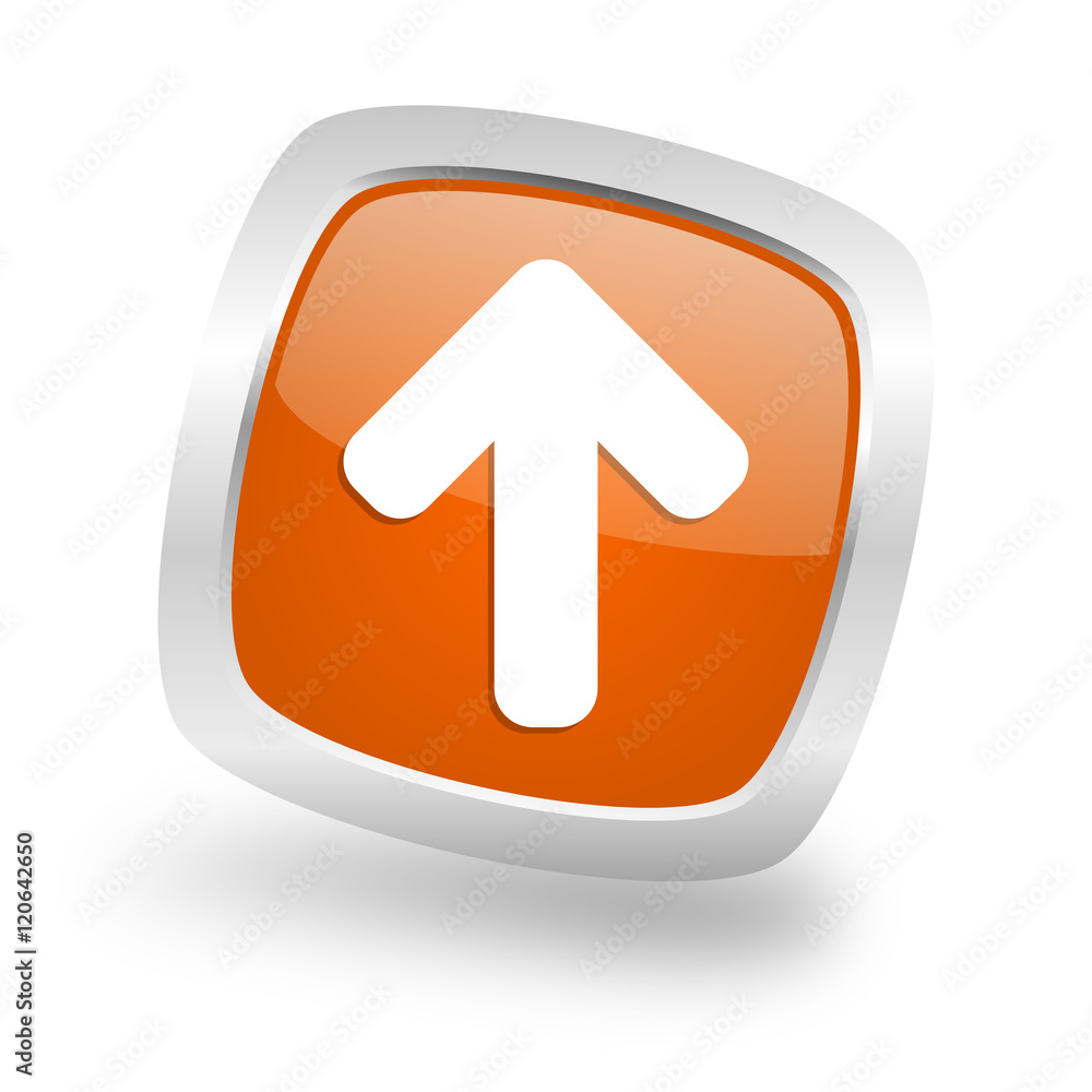up arrow square orange glossy chrome silver metallic web icon up arrow square orange glossy chrome silver metallic web icon