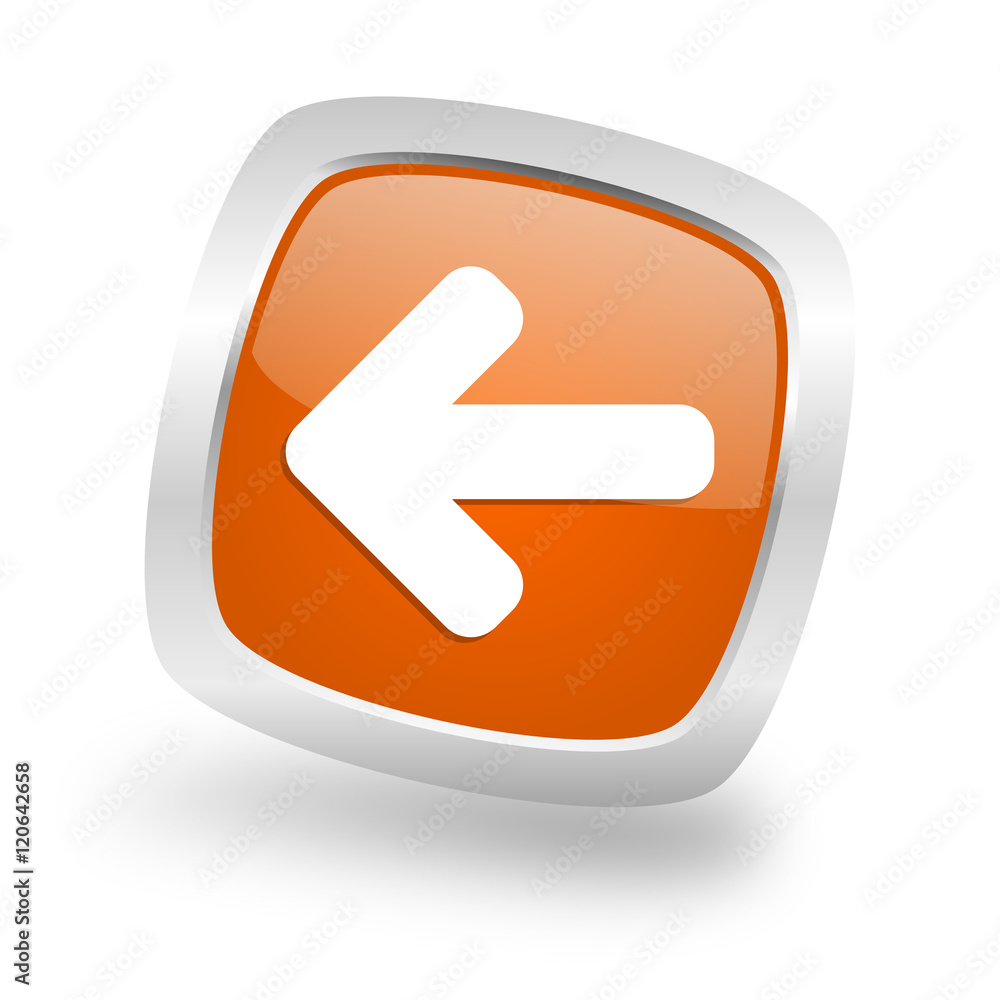 left arrow square orange glossy chrome silver metallic web icon left arrow square orange glossy chrome silver metallic web icon