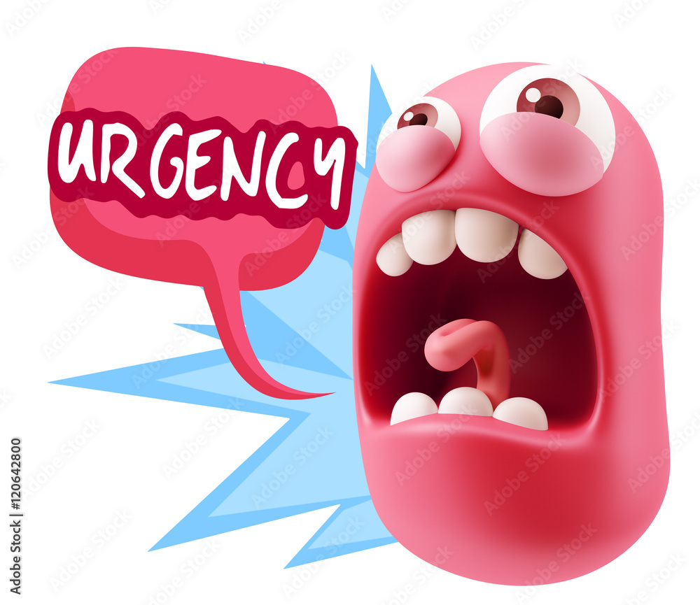 3d Rendering Angry Character Emoji saying Urgency with Colorful 3d Rendering Angry Character Emoji saying Urgency with Colorful