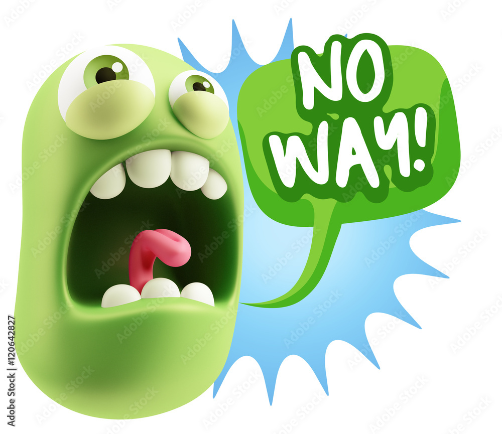 3d Rendering Angry Character Emoji saying No Way with Colorful S 3d Rendering Angry Character Emoji saying No Way with Colorful S