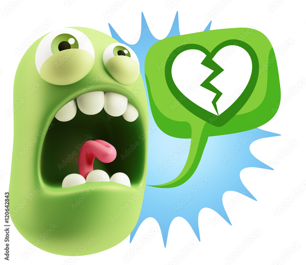 3d Rendering Angry Character Emoji saying Heart Broken Icon with 3d Rendering Angry Character Emoji saying Heart Broken Icon with