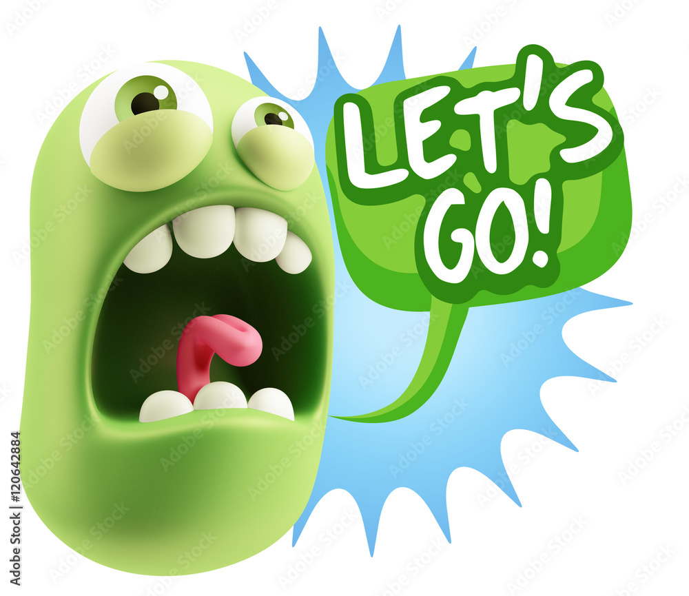 3d Rendering Angry Character Emoji saying Let's Go with Colorful 3d Rendering Angry Character Emoji saying Let's Go with Colorful