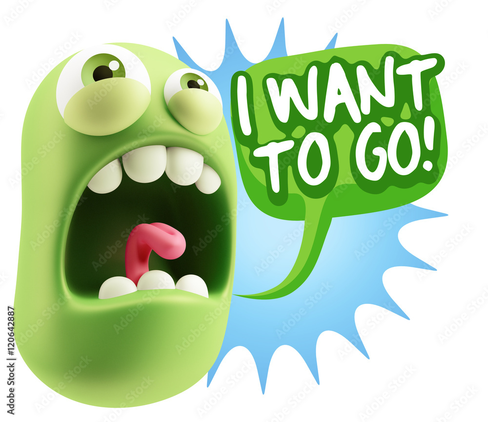 3d Rendering Angry Character Emoji saying I Want to Go with Colo 3d Rendering Angry Character Emoji saying I Want to Go with Colo