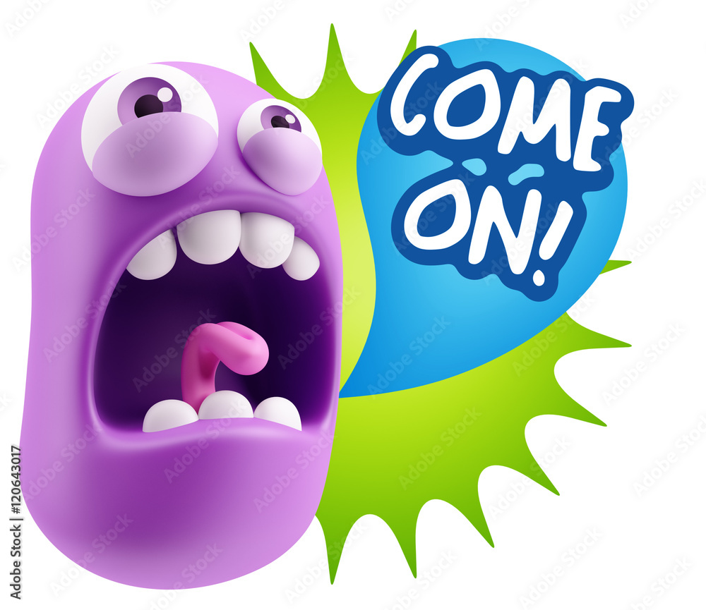 3d Rendering Angry Character Emoji saying Come On with Colorful 3d Rendering Angry Character Emoji saying Come On with Colorful