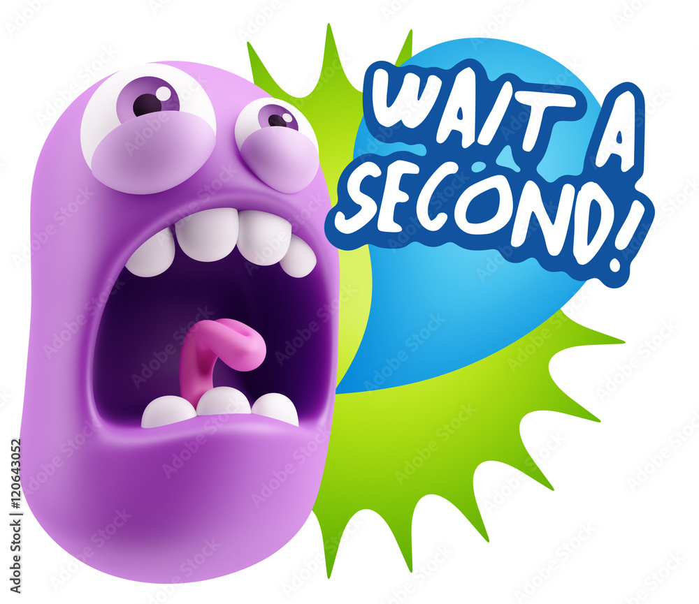 3d Rendering Angry Character Emoji saying Wait a Second with Col 3d Rendering Angry Character Emoji saying Wait a Second with Col