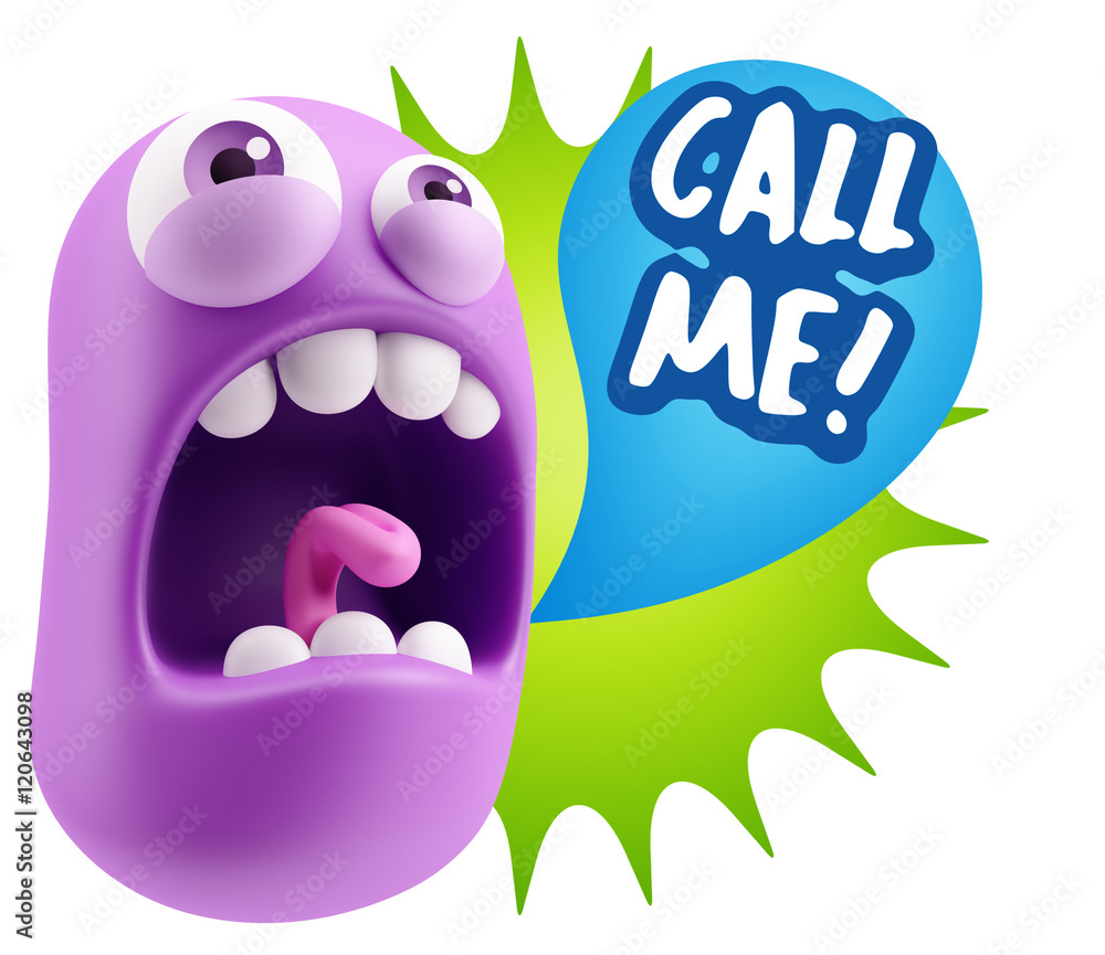 3d Rendering Angry Character Emoji saying Call me with Colorful 3d Rendering Angry Character Emoji saying Call me with Colorful