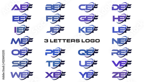3 letters modern generic swoosh logo AEF, BEF, CEF, DEF, EEF, FEF, GEF, HEF, IEF, JEF, KEF, LEF, MEF, NEF, OEF, PEF, QEF, REF, SEF, TEF, UEF, VEF, WEF, XEF, YEF, ZEF