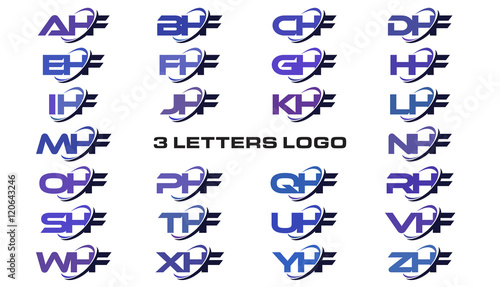 3 letters modern generic swoosh logo AHF, BHF, CHF, DHF, EHF, FHF, GHF, HHF, IHF, JHF, KHF, LHF, MHF, NHF, OHF, PHF, QHF, RHF, SHF, THF, UHF, VHF, WHF, XHF, YHF, ZHF