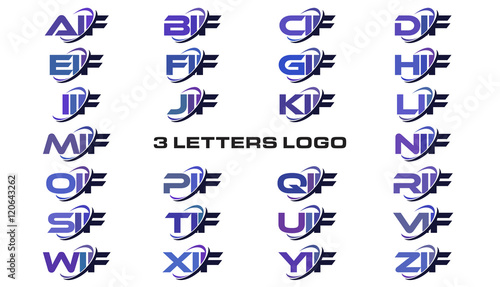 3 letters modern generic swoosh logo AIF, BIF, CIF, DIF, EIF, FIF, GIF, HIF, IIF, JIF, KIF, LIF, MIF, NIF, OIF, PIF, QIF, RIF, SIF, TIF, UIF, VIF, WIF, XIF, YIF, ZIF