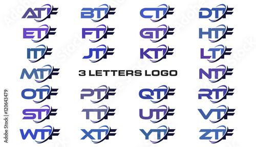 3 letters modern generic swoosh logo ATF, BTF, CTF, DTF, ETF, FTF, GTF, HTF, ITF, JTF, KTF, LTF, MTF, NTF, OTF, PTF, QTF, RTF, STF, TTF, UTF, VTF, WTF, XTF, YTF, ZTF photo