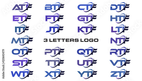 3 letters modern generic swoosh logo ATF, BTF, CTF, DTF, ETF, FTF, GTF, HTF, ITF, JTF, KTF, LTF, MTF, NTF, OTF, PTF, QTF, RTF, STF, TTF, UTF, VTF, WTF, XTF, YTF, ZTF