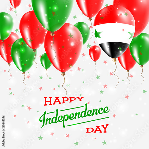 Syrian Arab Republic Vector Patriotic Poster. Independence Day Placard with Bright Colorful Balloons of Country National Colors. Syrian Arab Republic Independence Day Celebration.