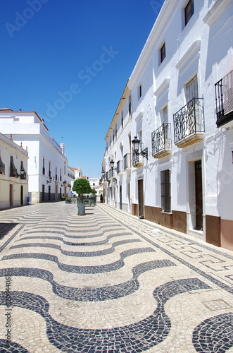 Portuguese sidewalk in square of Olivenza city, Spain © inacio pires