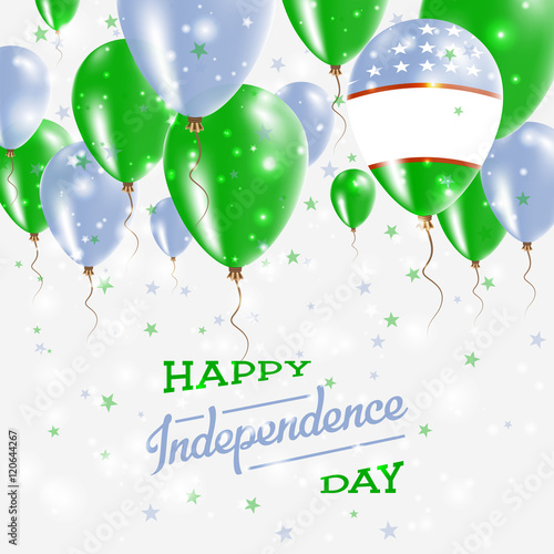 Uzbekistan Vector Patriotic Poster. Independence Day Placard with Bright Colorful Balloons of Country National Colors. Uzbekistan Independence Day Celebration.