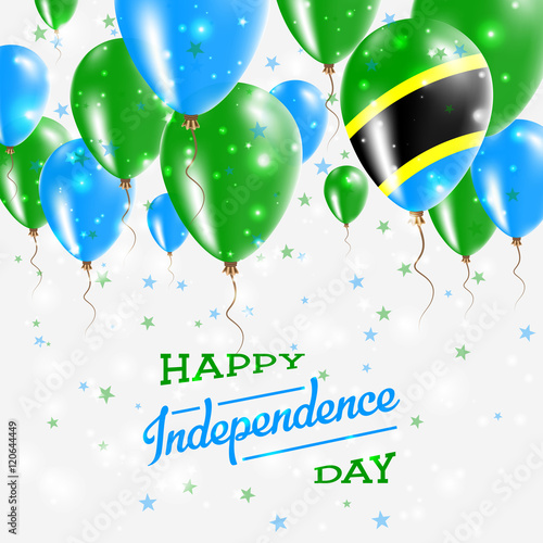 Tanzania, United Republic of Vector Patriotic Poster. Independence Day Placard with Bright Colorful Balloons of Country National Colors. Tanzania, United Republic of Independence Day Celebration.