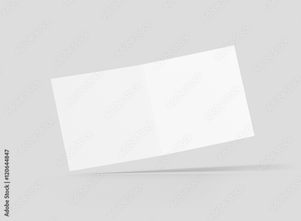 Photorealistic Square Bifold Brochure Mockup on light grey background. 3D illustration. High Resolution Texture. Mockup template ready for your design. Photorealistic Square Bifold Brochure Mockup on light grey background. 3D illustration. High Resolution Texture. Mockup template ready for your design.
