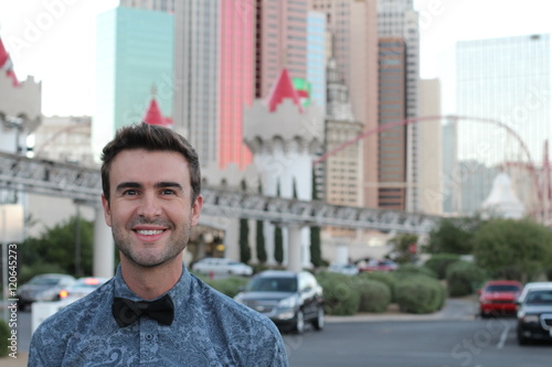 Canvas Print Happy young man ready to go party in Las Vegas, USA