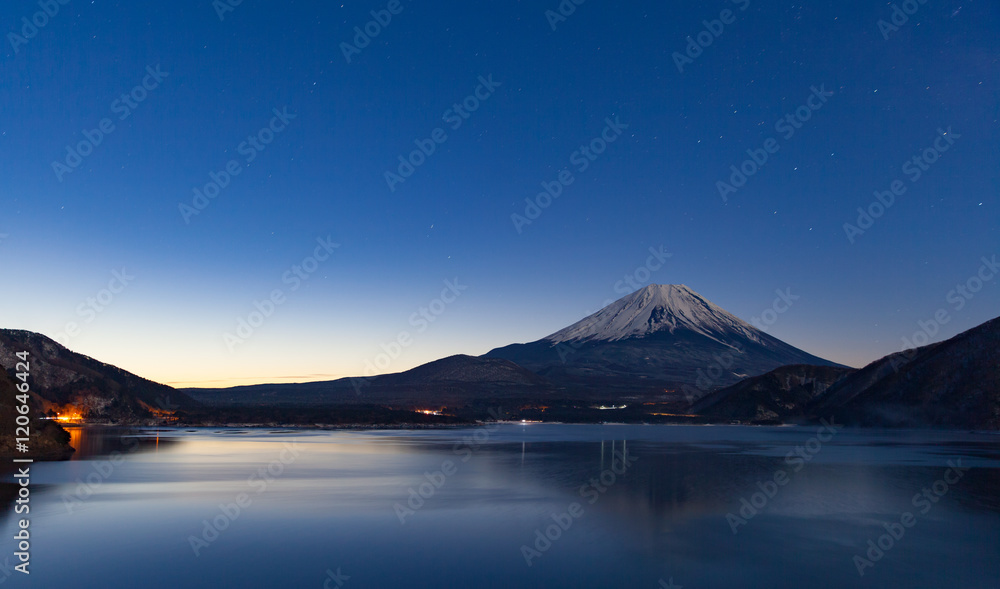 Mt.Fuji at Lake Motosu in winter morning