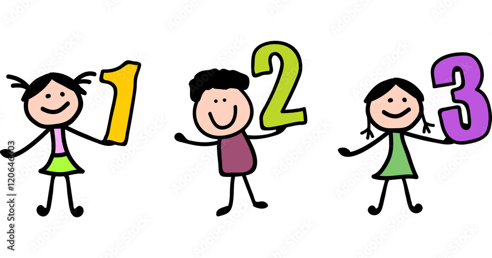 Smart little child holding 123 Smart little child holding 123