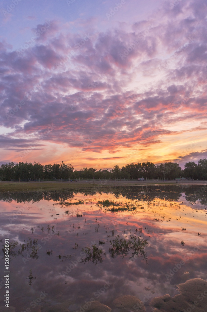 Sunset on Lake Ontario Beach with Epic Clouds Reflection Sunset on Lake Ontario Beach with Epic Clouds Reflection