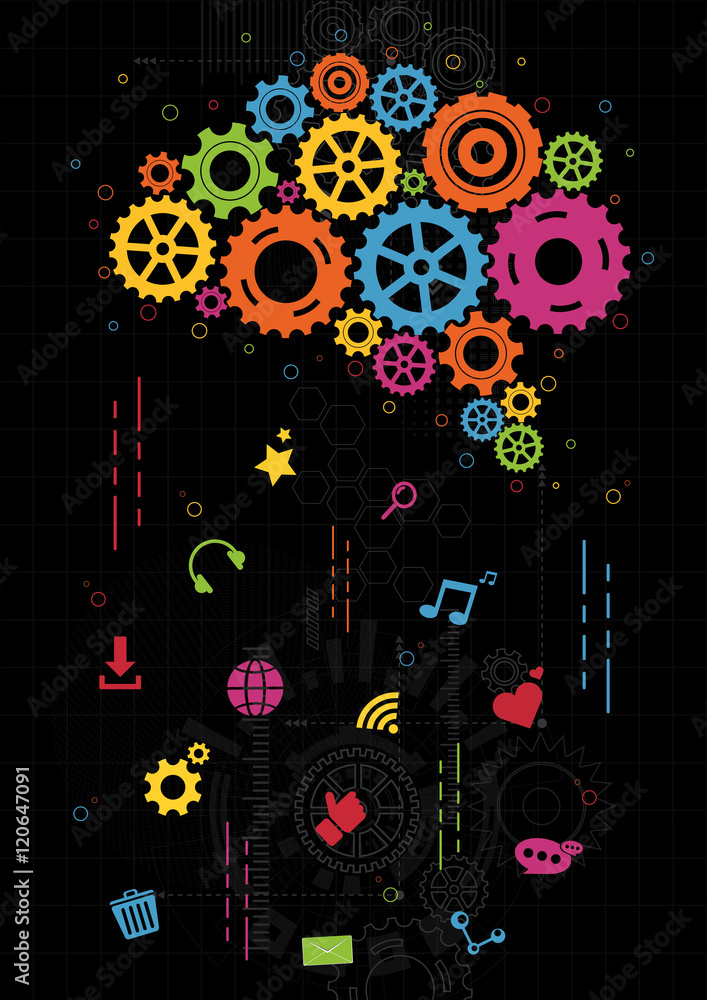 Vector cloud technology system background, illustration Vector cloud technology system background, illustration