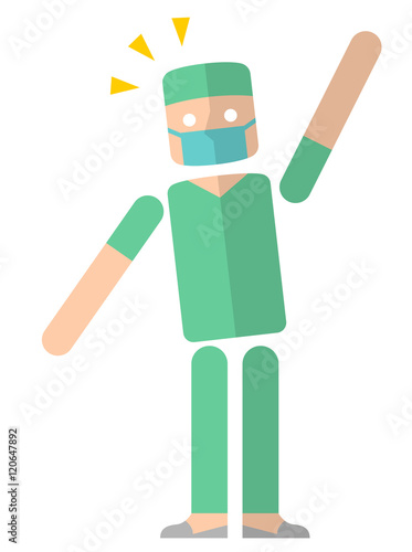 オペ、手術：手を上げる
