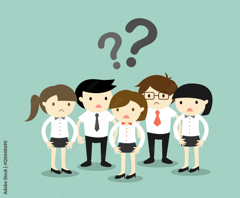 Business concept, Group of business people feeling confused. Vector illustration.