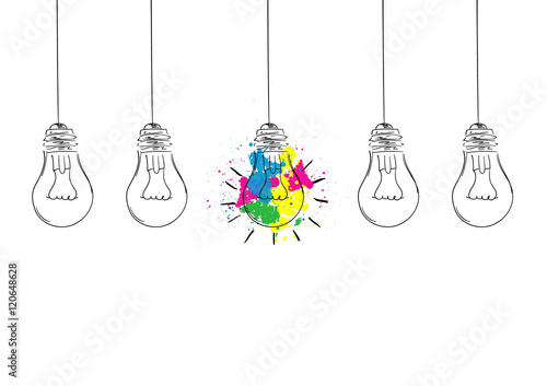Great idea concept with colorful light bulb
