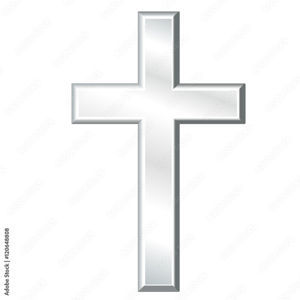 Christian Cross, silver crucifix, symbol of Christianity religion and faith, isolated on a white background. Christian Cross, silver crucifix, symbol of Christianity religion and faith, isolated on a white background.