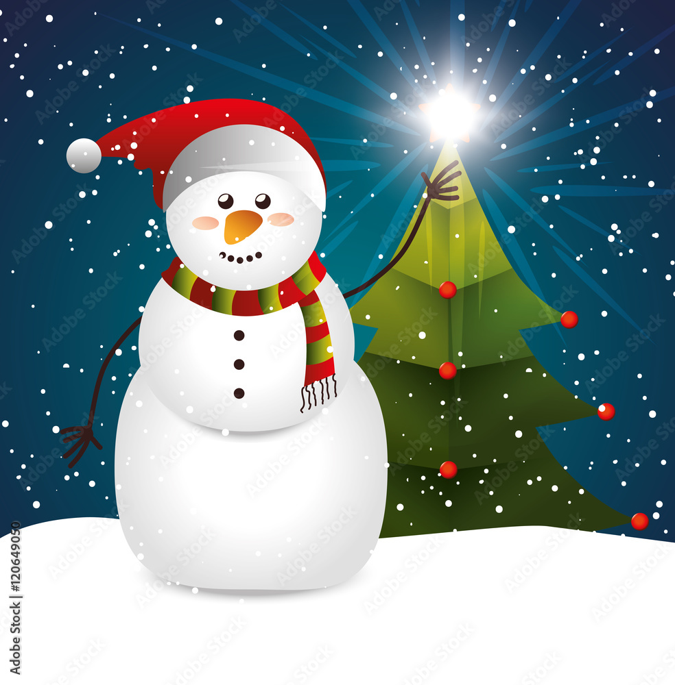 Fototapeta premium snowman merry christmas design vector illustration eps 10