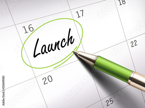 launch word marked on acalendar