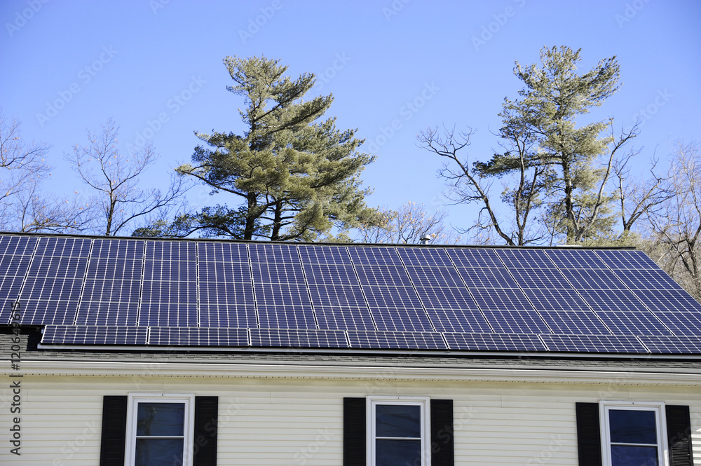 solar panel installed on the house roof solar panel installed on the house roof